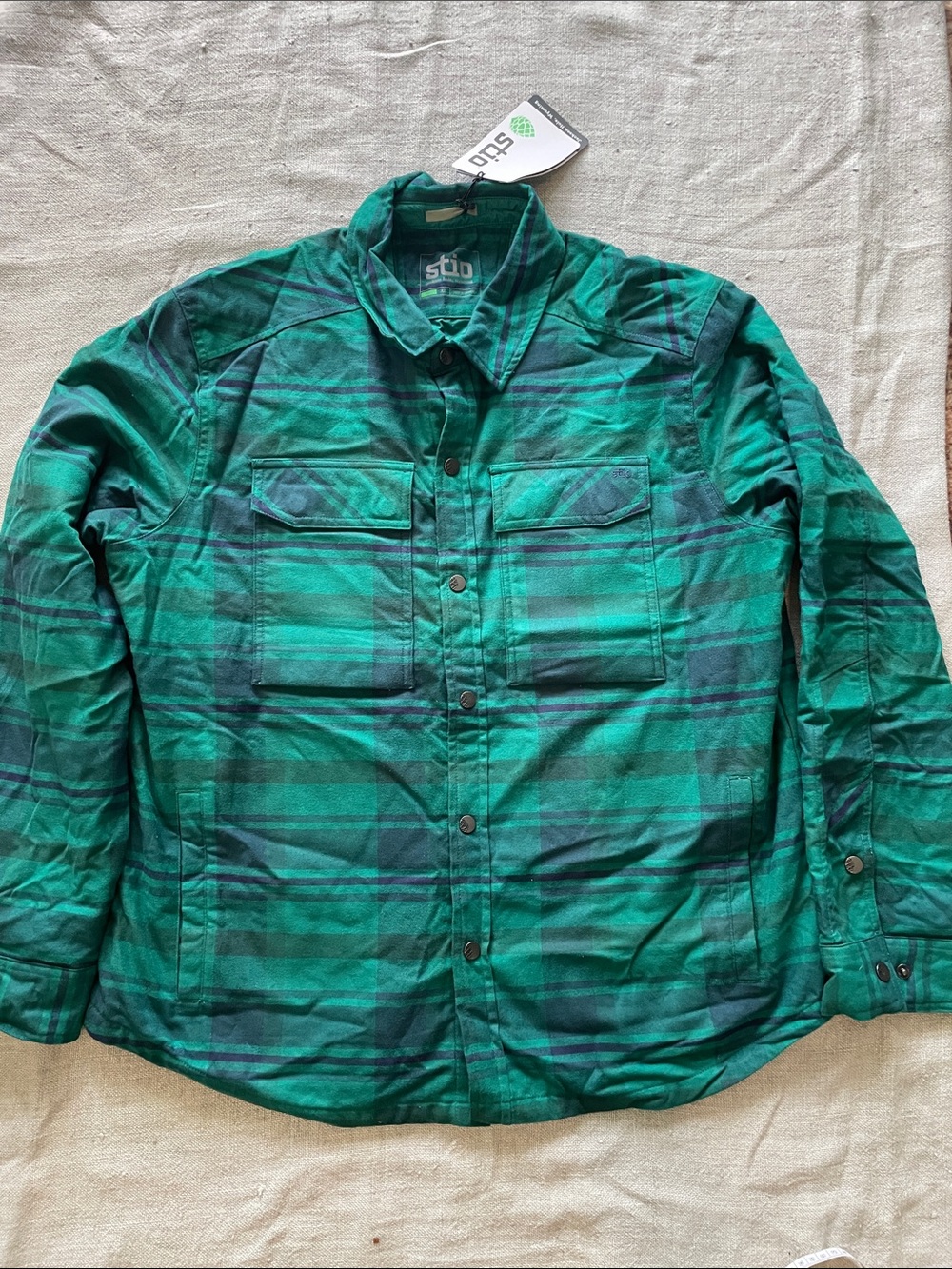 Stio Teal Plaid Button-Front Shacket